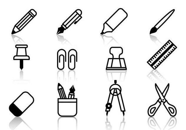 Free Student Stationery Icons Vector - Free vector #391031
