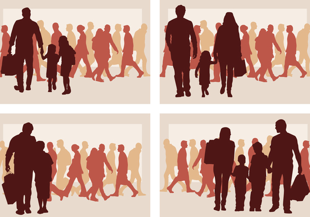 Family Shopping Silhouette - Free vector #392881