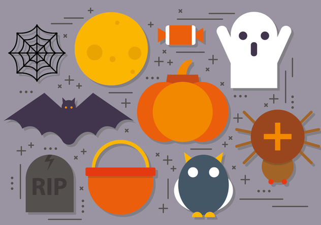 Flat Vector Halloween Icons - vector #395061 gratis