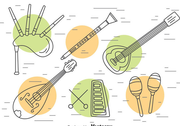 Traditional Music Instrument Outline Vector - Free vector #396691