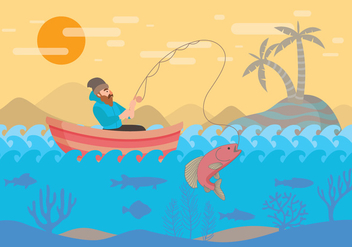 Fly Fishing with Boat Vector - vector #397311 gratis