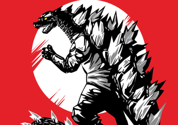 Red Godzilla Vector - vector gratuit #398151 