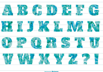 Blue Watercolor Textured Alphabet - бесплатный vector #399891