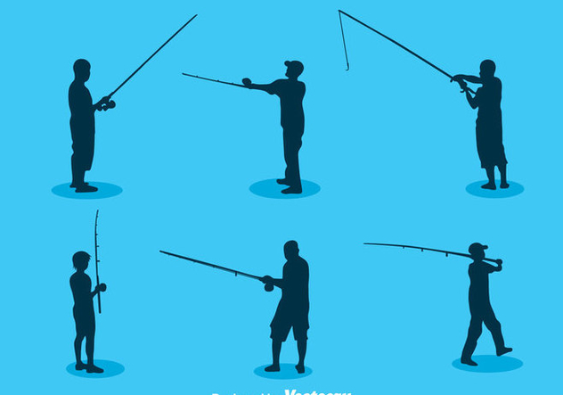 Man Fishing Silhouette Vector - Free vector #400311