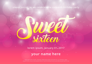 Sweet 16 Illustration Birthday Invitation Template - vector gratuit #402531 