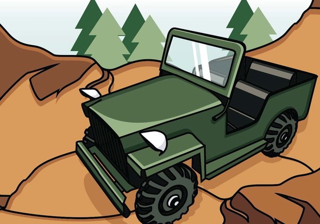 Illustration Of Jeep On The Mountain - Free vector #409831