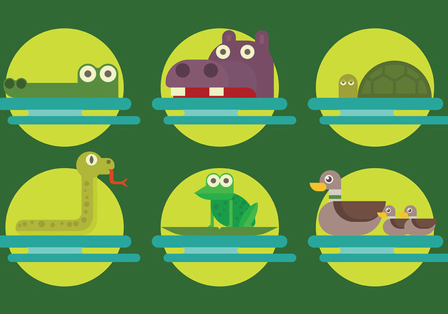 Free Swamp Animals Icons Vector - vector gratuit #409891 