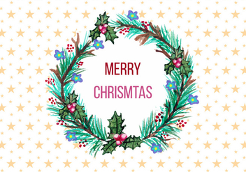 Free Vector Christmas Wreath In Watercolor Style - бесплатный vector #409991