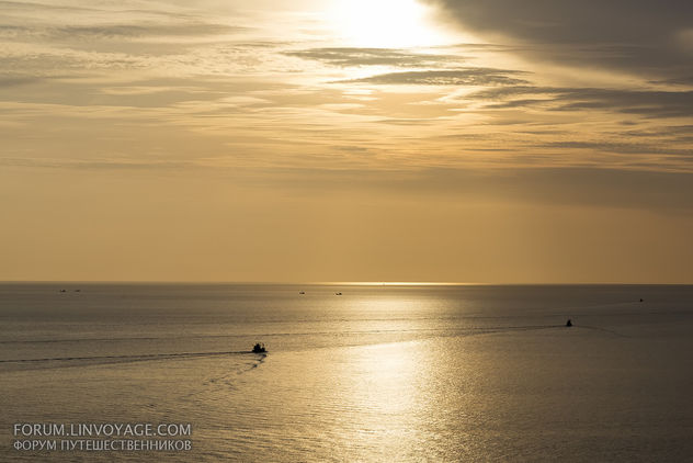 Sunset with fishing boats & palm. Phuket, cape Promthep - Free image #411351