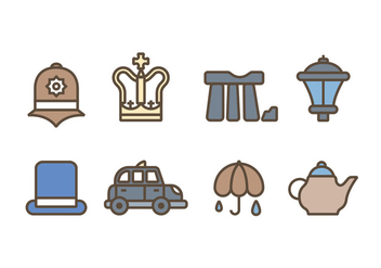 Symbols of Great Britain Kingdom Icons - vector #413001 gratis