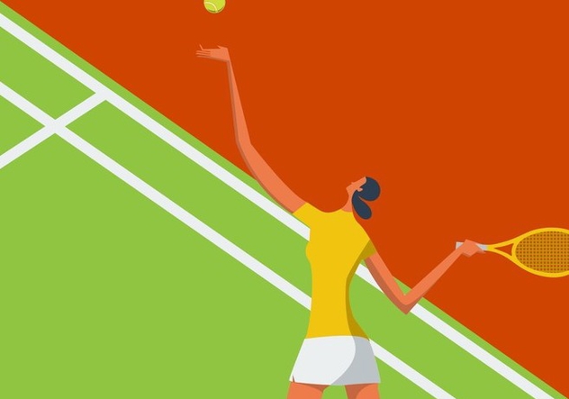 Illustration Of Woman Playing Tennis - Free vector #415051