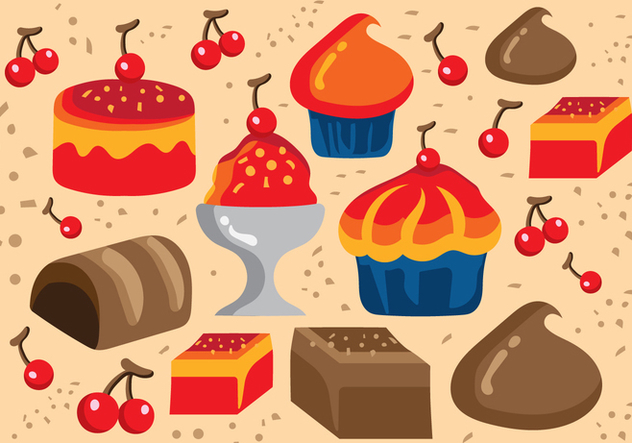 Desserts and Sweets Illustration - Free vector #417501