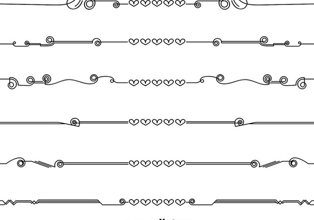Vector Line Style Dividers With Hearts - vector gratuit #417911 