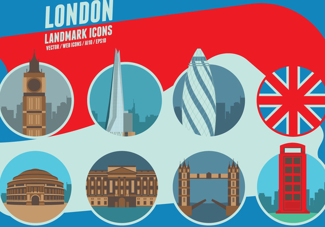 London Landmarks Icons - vector #418271 gratis