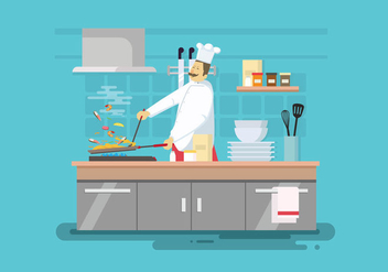 Free Cook Making Paella Illustration - бесплатный vector #418561