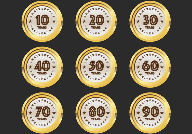 10th to 90th anniversary badges - Free vector #418841