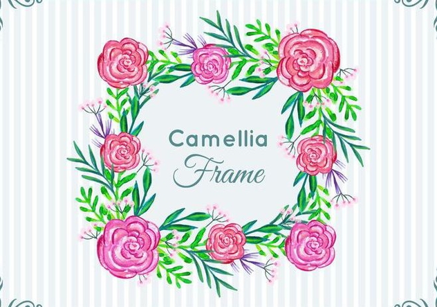 Beautiful Free Vector Camellia Frame - Free vector #419261