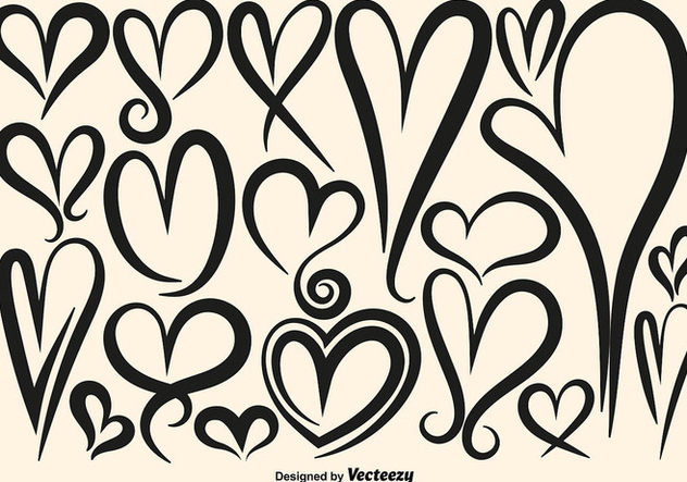 Collection Of Vector Hand Drawn Hearts - Kostenloses vector #419361