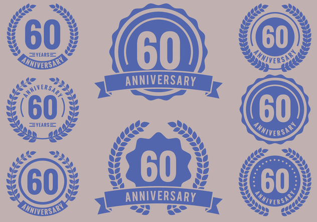 Anniversary Badges 60th Year Celebration - vector gratuit #420211 