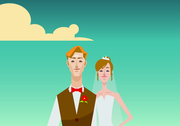 Portrait of Bride and Groom Illustration - Free vector #420771
