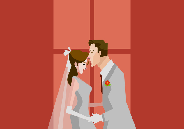 A Groom Kisses His Bride Illustration - Kostenloses vector #420781