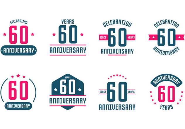 60th Anniversary Signs - vector gratuit #423201 