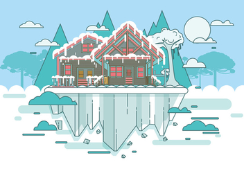 Snowy Chalet Landscape Vector - бесплатный vector #423261