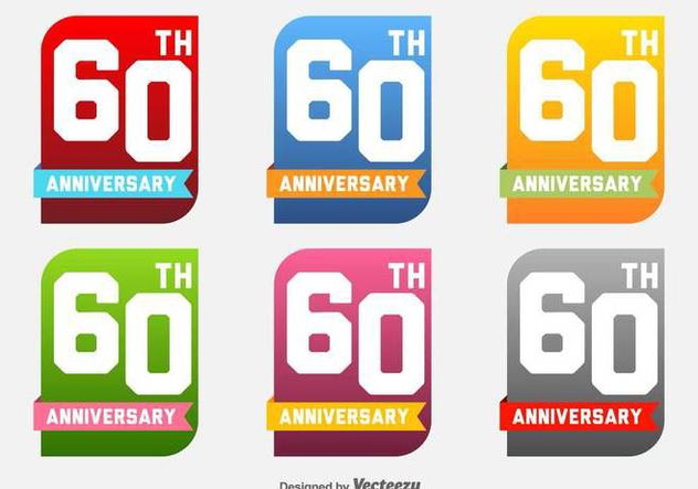 60th Anniversary Vector Labels - Free vector #423881