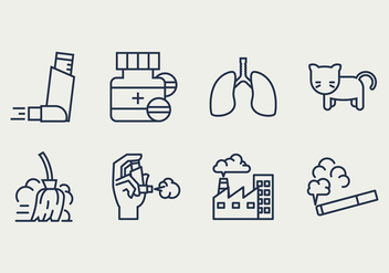 Asthma Symptoms and Causes Icons - vector #426631 gratis