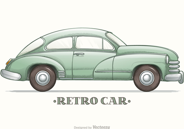 Colored Hand Drawn Sketch Retro Car Vector - vector gratuit #426701 