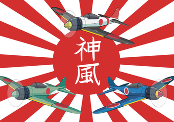 Kamikaze World War II Plane Vector Illustration - vector #426811 gratis