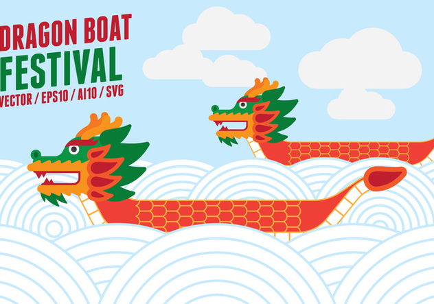 Dragon Boat Racing Illustration - бесплатный vector #427591
