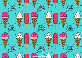 Ice Cream Doodle Pattern - vector gratuit #435351 