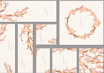Peach Blossom Cards Vector - бесплатный vector #435411
