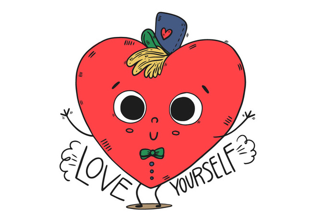Cute Heart Kid Character With Hat And Happy Quote - Free vector #435531
