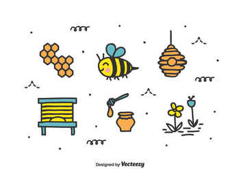 Doodle Bee Vector Set - бесплатный vector #435961