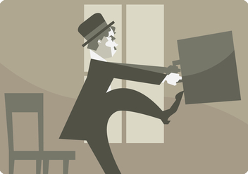 Charlie Chaplin Trying to Open Briefcase Vector - Kostenloses vector #437141
