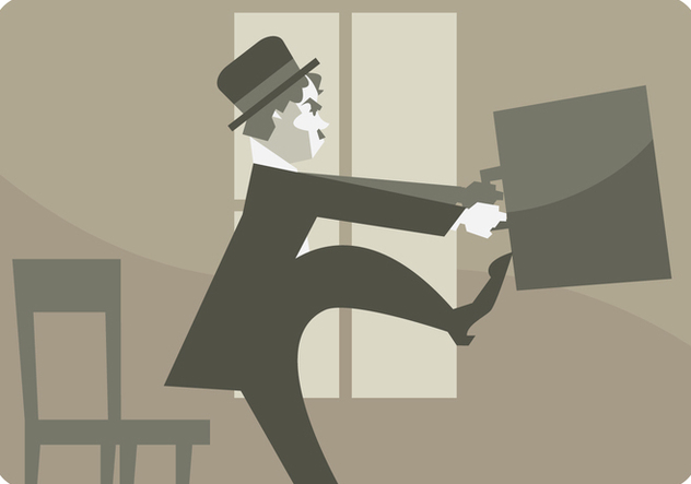 Charlie Chaplin Trying to Open Briefcase Vector - Free vector #437141