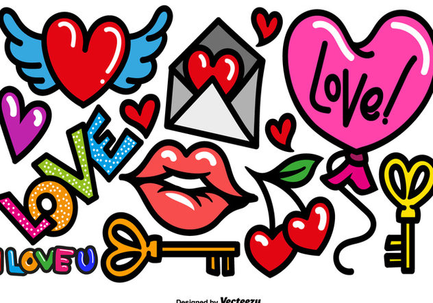 Vector Cartoon Love Icons - бесплатный vector #440351