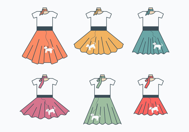 Retro Poodle Skirt Collection - Kostenloses vector #440771
