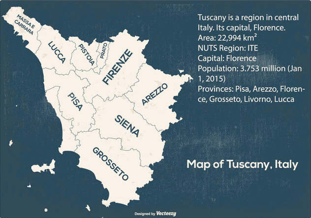 Grunge Map of Tuscany Italy - Kostenloses vector #441651