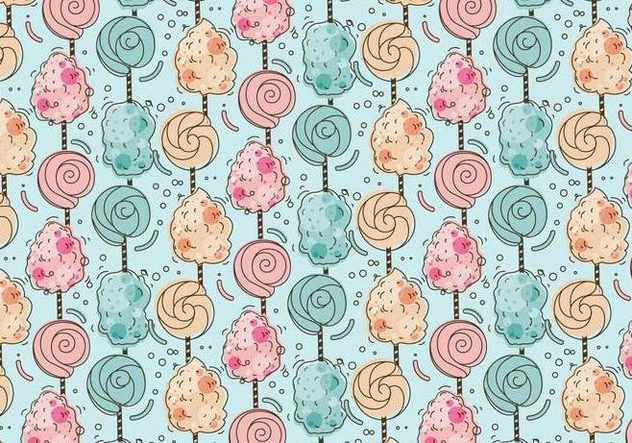 Sweet Pattern Candy Floss Vector - Free vector #441921