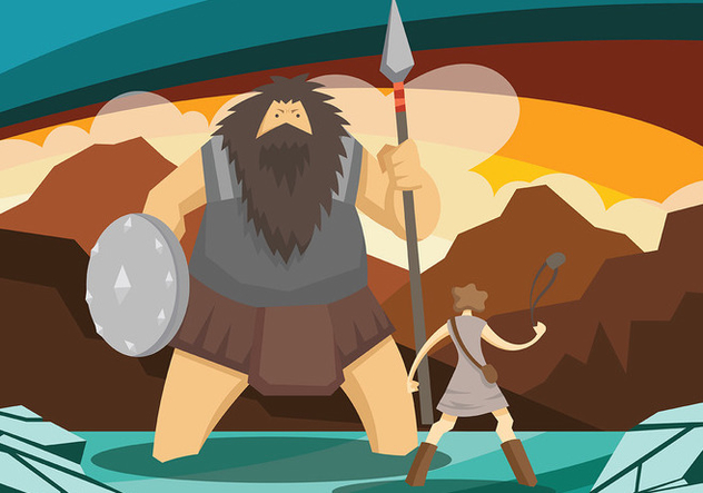 David and Goliath Vector Background - vector gratuit #444351 