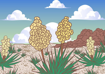 Desert Yucca Scene Vector - бесплатный vector #444731