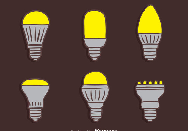 Hand Drawn Led Light Lamp Collection Vectors - бесплатный vector #445081