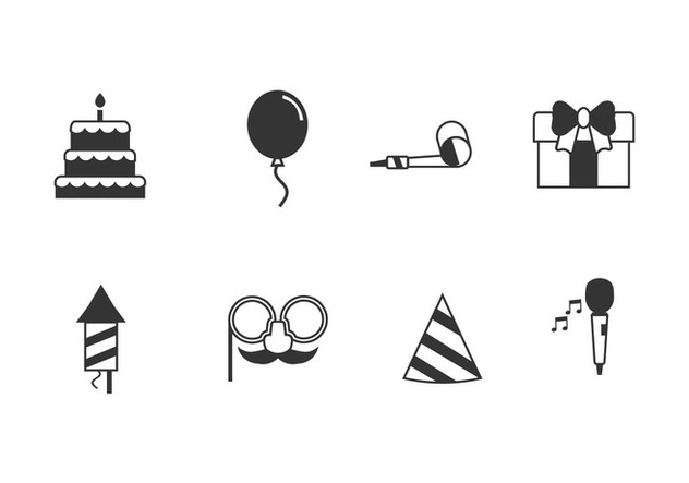 Birthday party set icons - Free vector #445761