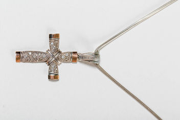 Silver cross on white background - Free image #457231